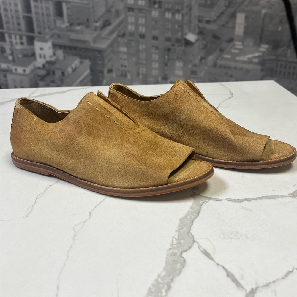Free People Tan Rogue Oxford Slip-On Leather Sandals Open-Toe Flats Sz 7 - Picture 4 of 10